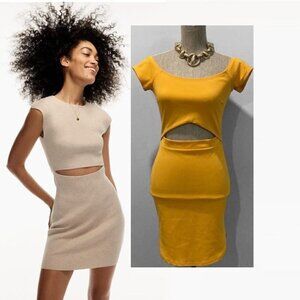 Revamped Mustard Yellow Cut-Out Dress Large